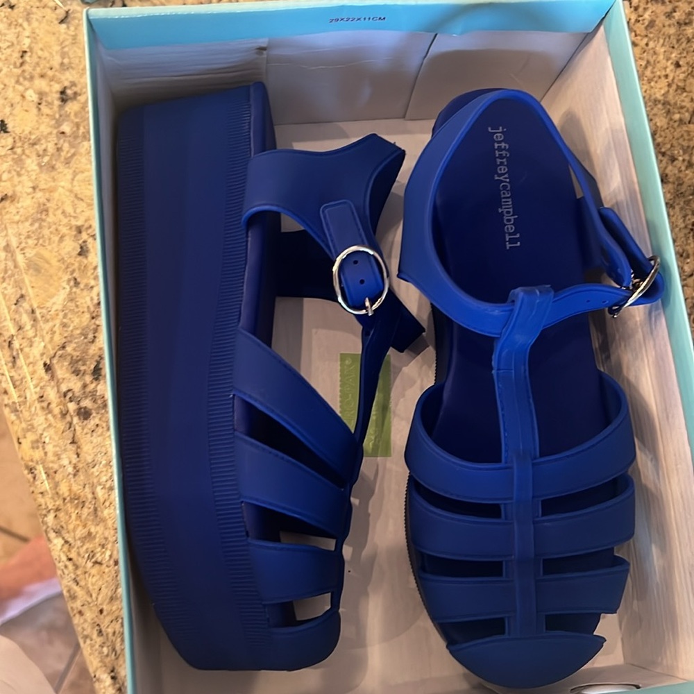 Bright blue jelly sandles brand new